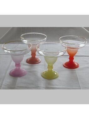 MidCentury 1950s 1960s Blendo WV Set 4 Margarita Glass Red Purple Pink Yellow